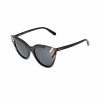 Salvatore Ferragamo SF867S-001 Black Stripe Cat-Eye Grey Lens Women's Sunglasses