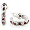 LOAS1347 - High-Polished 925 Sterling Silver Earrings with Top Grade Crystal in Garnet