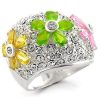 34015 - High-Polished 925 Sterling Silver Ring with AAA Grade CZ in Multi Color