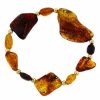 18K Gold over Sterling Silver Genuine Honey, Brown & Amber Stone Nugget Bead Stretch Bracelet