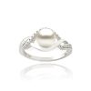 Sterling Silver Diamond Accent Freshwater Cultured Pearl Double Loop Twist Ring