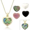 18K Gold over Sterling Silver Mother of Pearl Interchangeable Stone Heart Pendant