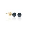 14K Gold Genuine Freshwater Cultured Peacock 4.5-5mm Button Pearl Stud Earrings