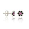 Sterling Silver .925 6mm Pink Rhinestone Mini Kid Floral Flower Stud Earrings