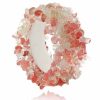 Style Large Chunky Genuine Cherry Quartz & Crystal Stone Chip Stretch Bracelet