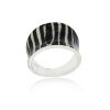 Sterling Silver Enamel Zebra Print Ring