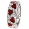 Sterling Silver Red Enamel and Simulated Diamond CZ Ring