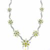 Sterling Silver Yellow cz Flower and Simulated Diamond CZ Necklace