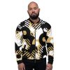 Mens Jacket - Retro Geometric Style Bomber Jacket Black/multicolor