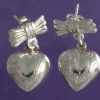 Sterling Silver Bow & Ribbon Heart Dangle Earrings