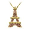 18k Two-tone Rose Gold over Silver Champagne Diamond Accent Eiffel Tower Pendant