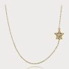 Gold Tone over Sterling Silver CZ Star Chain Necklace