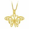 18K Gold over Sterling Silver Filigree Butterfly Pendant