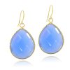 18K Gold Plated Royal Blue Glass Fashion Teardrop Earrings