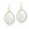 18K Gold Plated White Quartz Glass Fashion Teardrop Earrings