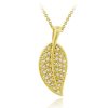 18K Gold over Sterling Silver CZ Leaf Pendant