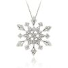 Sterling Silver Genuine Diamond Accent Snowflake Pendant