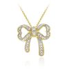 18K Gold over Sterling Silver Diamond Accent Bow Pendant