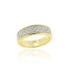 18K Gold over Sterling Silver CZ Micro Pave Two-Tone Band Ring Size 7