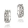 Sterling Silver Diamond Accent Pave Hoop Earrings