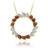 18K Gold Over Sterling Silver Garnet & Diamond Accent Circle Pendant