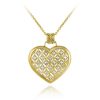 18K Gold over Sterling Silver Champagne Diamond Accent Quilted Heart Pendant