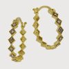 18k Gold over Sterling Silver Diamond Accented Geometric Hoop Earrings
