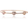 Rose Gold Tone CZ Three Heart Bangle Bracelet