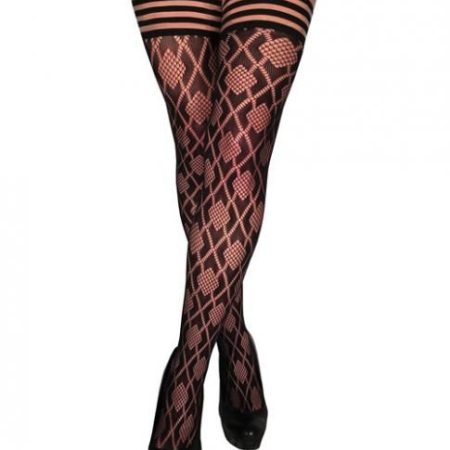 Kix'ies Elle Dot Fishnet Diamond Thigh High Black B